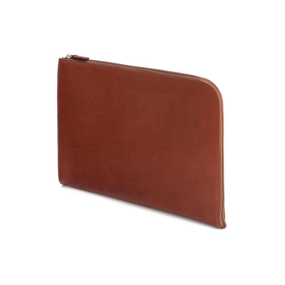 A4 zip around leather folder, light tan, side