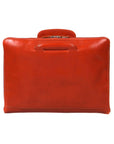Leather portfolio with retractable handles, light tan, front view