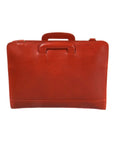 Leather briefcase with retractable handles, light tan, front