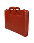 Leather briefcase with retractable handles, light tan, side