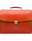 Leather trolley sleeve briefcase, light tan, front
