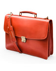 Leather trolley sleeve briefcase, light tan, side