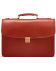 Leather Briefcase with combination lock, Harvard, light tan, front