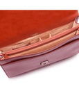 Traditional leather briefcase with combination lock, light tan, inside