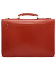 Traditional leather briefcase with combination lock, light tan, back