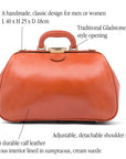 Small Gladstone Bag in Leather, light tan, features