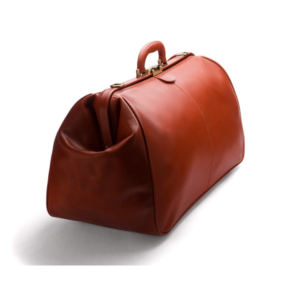 Leather Gladstone holdall, light tan, side