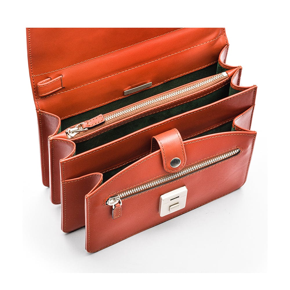 Light Tan Men's Leather A5 Expandable Clutch Bag