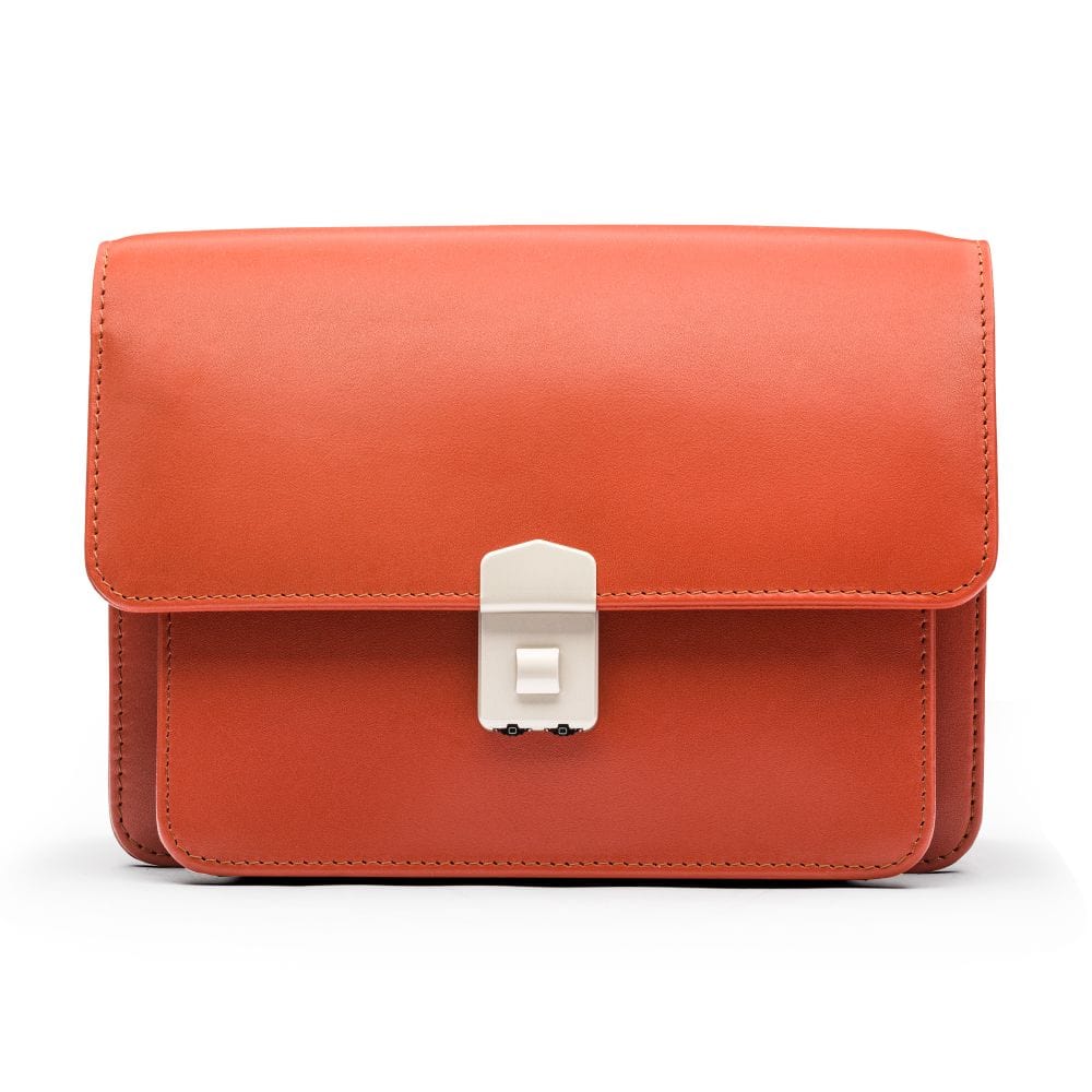 Light Tan Men's Leather A5 Expandable Clutch Bag