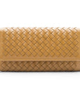 Light Tan Woven Leather Concertina Tall Purse