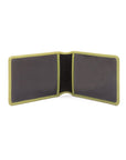 Leather Oyster card holder, lime green, open
