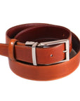 Men's leather reversible belt, light tan with dark tan