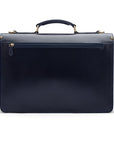 Bridle hide briefcase with brass lock, Harvard, navy, back