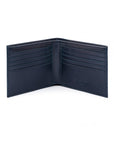 Men's bridle hide wallet, navy, open