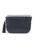 Leather saddle bag, navy, back