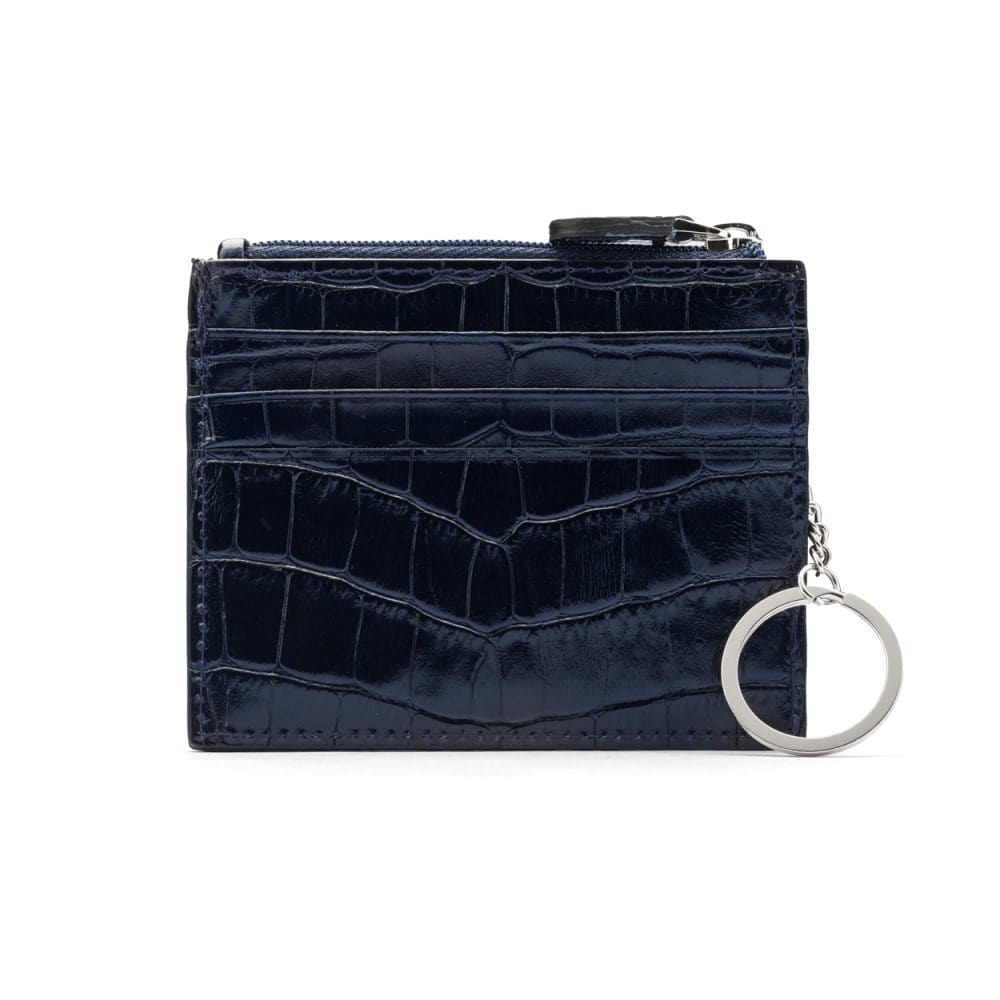 Flat Card Case with Zip, Navy Card Holders SageBrown