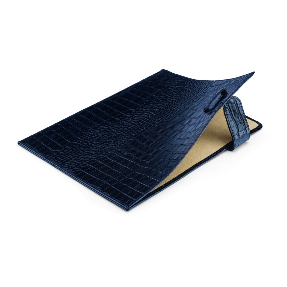 Leather document folder, navy croc, inside