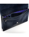Small leather A4 portfolio case, navy croc, inside