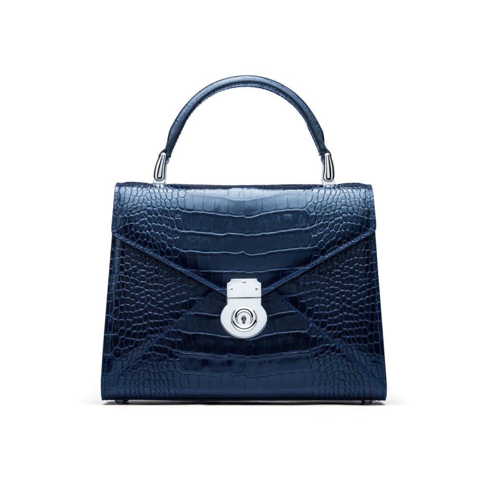 Burnett Bag, Navy Croc Top Handle Bag SageBrown - Main Image