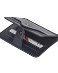 Navy Flat Compact Credit Card Wallet With 2 ID Windows, 6CC