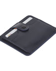 Navy Flat Compact Credit Card Wallet With 2 ID Windows, 6CC