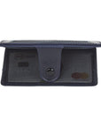Navy Flat Compact Credit Card Wallet With 2 ID Windows, 6CC