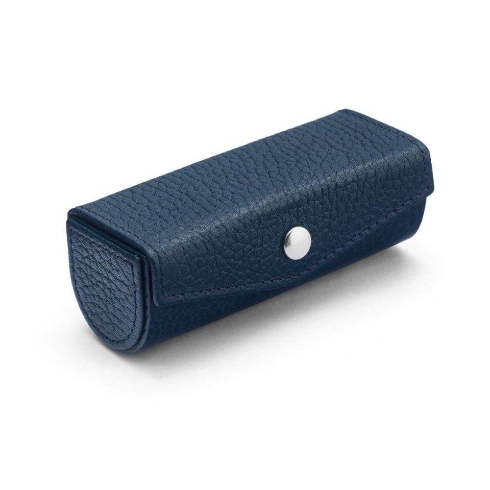 Leather lipstick case. navy, top