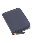 Small leather zip around coin purse, navy, front