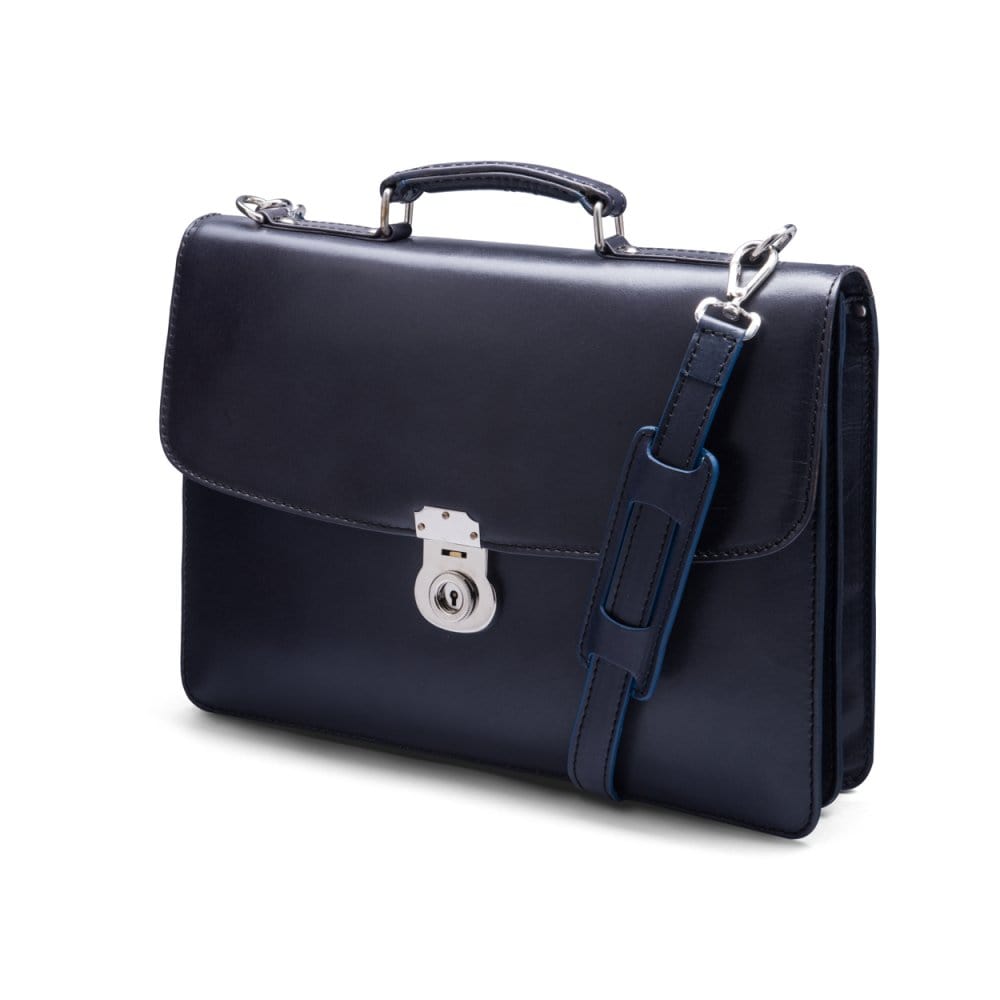Navy Vintage Leather Harvard Briefcase