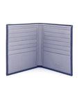 3/4 height leather wallet 14 CC, navy with grey, open