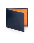 Men's bridle hide wallet, navy with yellow, front