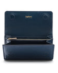 Navy Woven Leather Concertina Tall Purse