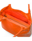 Woven leather shoulder bag, orange, inside