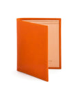 Bifold leather wallet with 6 credit cards, orange, front