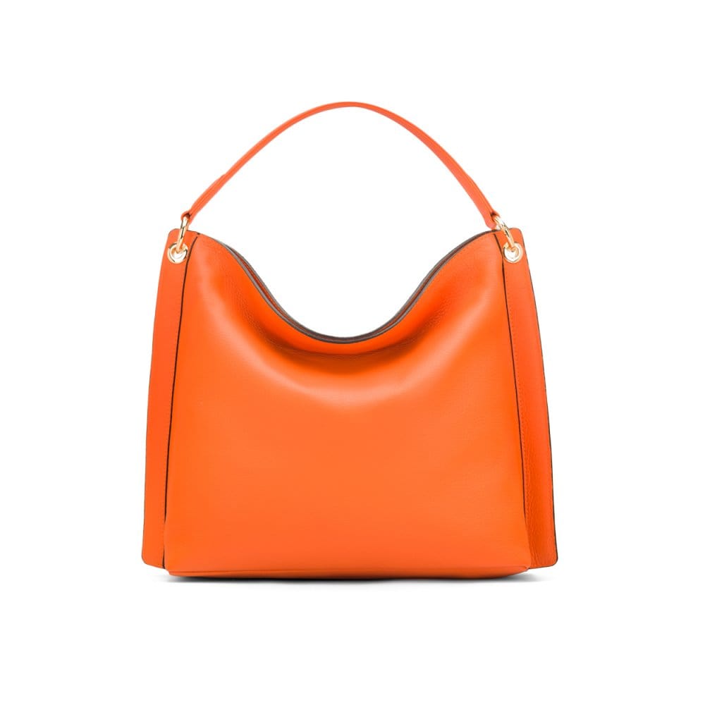 Carol Ann slouchy leather shoulder bag, orange, front