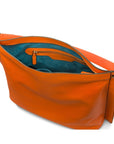 Carol Ann slouchy leather shoulder bag, orange, open