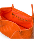 Woven leather slouchy bag, orange, without inner bag