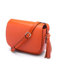 Leather saddle bag, orange, side