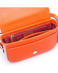 Leather saddle bag, orange, inside