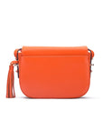 Leather saddle bag, orange, back