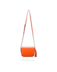 Leather saddle bag, orange, with long shoulder strap
