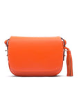 Leather saddle bag, orange, front