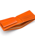 Leather wallet with coin purse, orange, inside