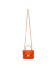 Small leather top handle bag, orange croc