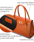 Large leather Morgan bag, orange croc, features