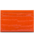 Leather credit card holder, orange croc. back