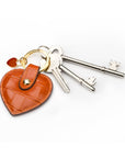 Leather heart shaped key ring, orange croc