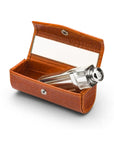Leather lipstick case. orange croc, inside