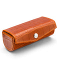 Leather lipstick case. orange croc, top