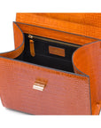 Leather signature Morgan bag, orange croc, inside view